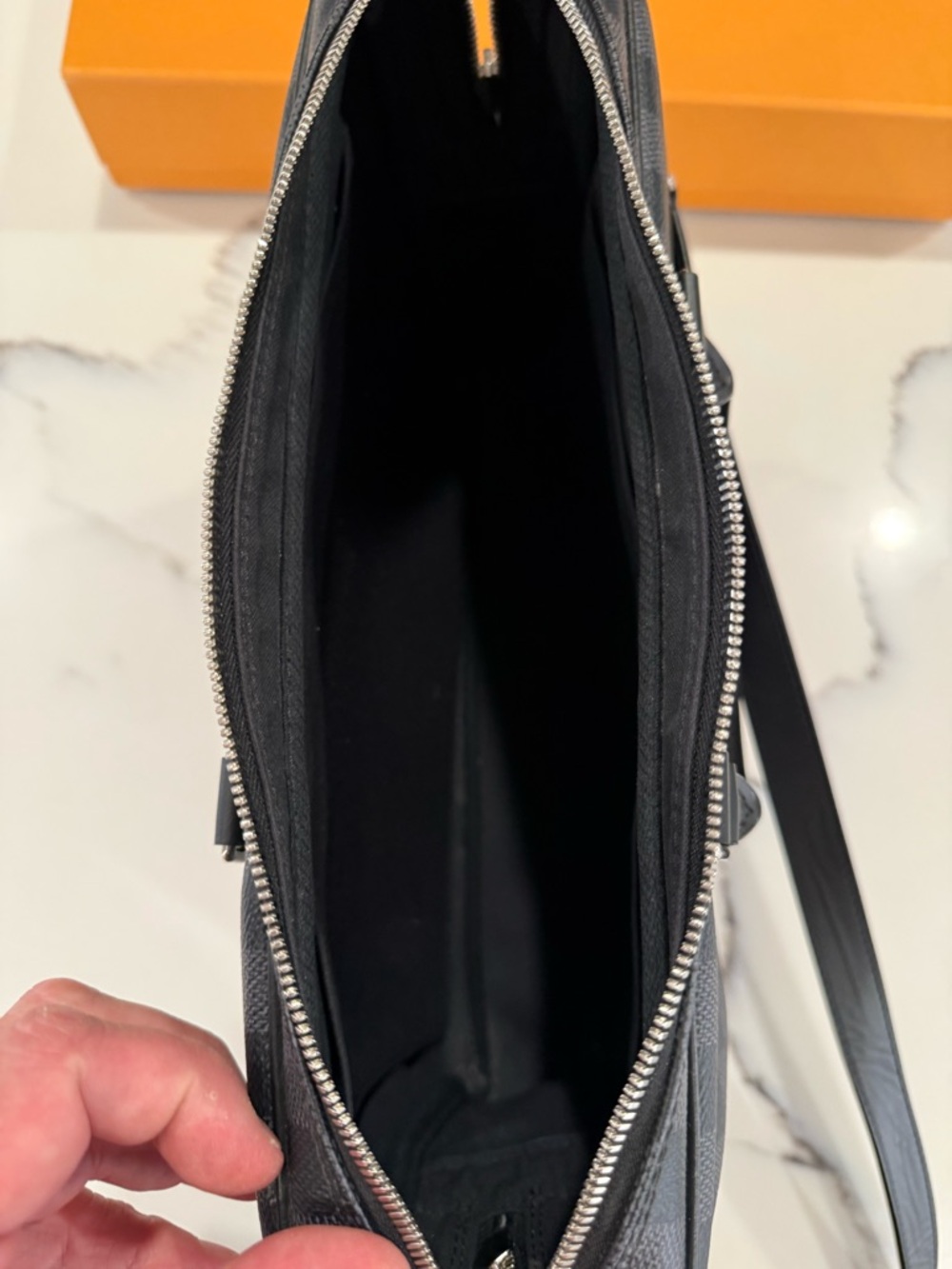 Men's Checkered Briefcase Messenger Bag - Black - Picture 7 of 12